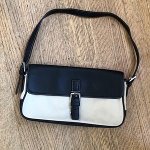 ✴️Coach Navy Leather Off-white Fabric Purse